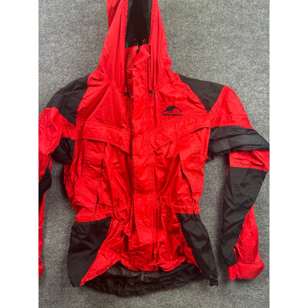 Helly Hansen Rain Jacket Mens M Red Black Colorblock Hooded Technical Shell